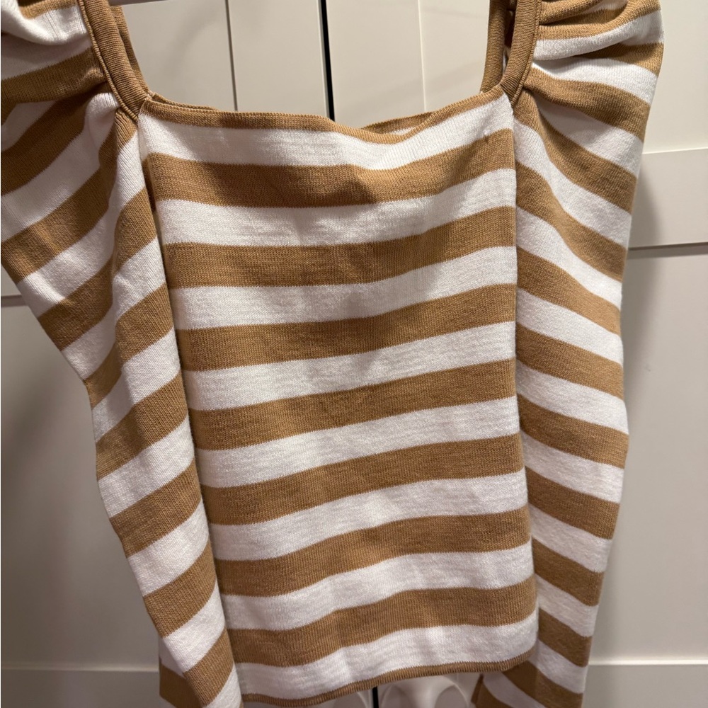 Striped Tan and White Women's sweater